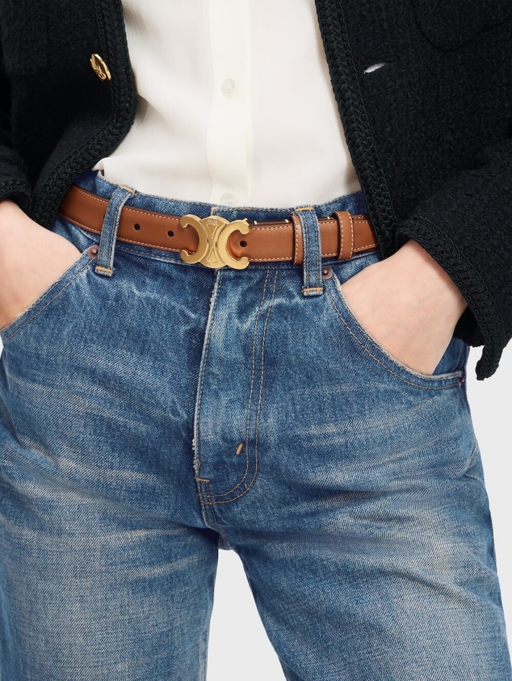 BRAND NEW!!! Celine Triomphe Belt Leather 25 IN Natural Calfskin MSRP 760 USD